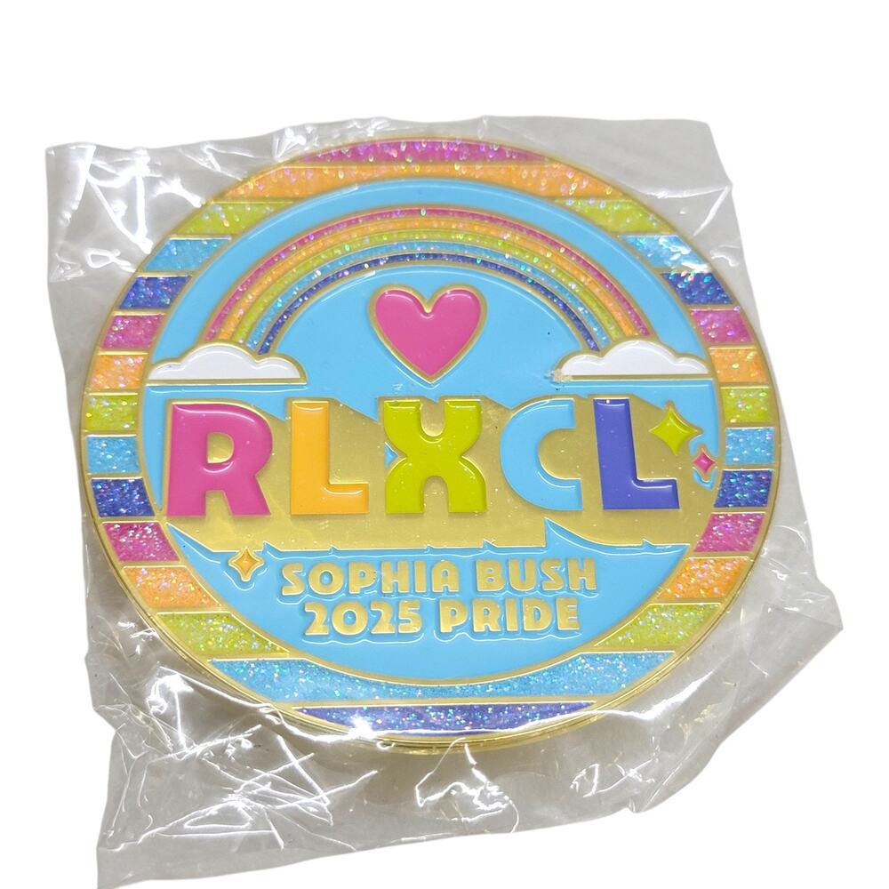 RLXCL Sophia Bush 2025 Pride Rainbow Enamel Pin Rachel Lynn Corri Lynn Large 3"